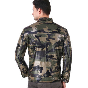 Winter Leather <b>Camo</b> Print Leather <b>Coats</b> High Quality Men's Fashion Leather Jackets For Online Sale - Product Image 2