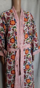 Kimono de algodón indio para mujer, túnica larga de talla grande, caftán, vestido playero Vintage para nadar, Túnica con estampado a mano - Product Image 4
