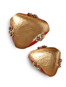 <b>Gold</b> Tone Unique Designer Round Metal <b>Mirror</b> <b>Tray</b> Stylish Storage <b>Trays</b> at Best Price From India - Product Image 5