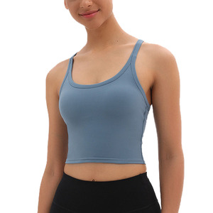 Débardeur court tricoté uni décontracté à manches courtes style racer pour femme - Product Image 1