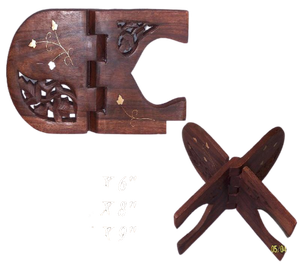 Fine <b>Wooden</b> Brass Inlay <b>hand</b> made Book Reading Stand Fine Carving Book Reading Stand Foldable Book Reading Stand - Product Image 3
