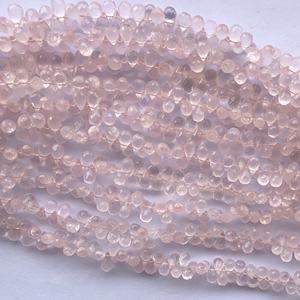 4mm 6mm 8mm piedra de cuarzo rosa Natural facetado lágrima gota Briolette cuentas semipreciosas hebra precio al por mayor fabricación de joyas - Product Image 3