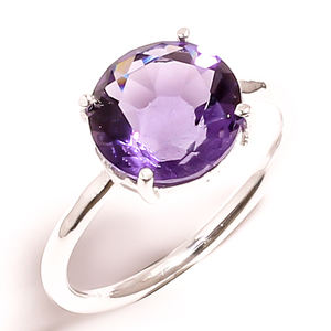 Bague en argent sterling 925 avec améthyste violette facettée et sertissage clos, certifiée, bijoux élégants pour mariage et fête chrétiens - Product Image 2