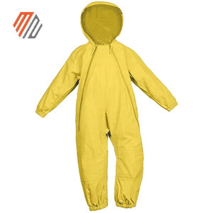 Waterproof Hooded Kids Raincoat All-in-One PVC <b>Rain</b> <b>Jacket</b> with Pants Children <b>Rain</b> Suit Set OEM Custom - Product Image 4