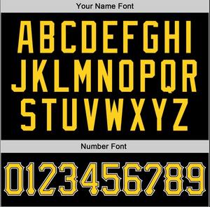 Custom Black Gold-White รอบคอ Rib-ถักเสื้อบาสเก็ตบอลออกแบบในความต้องการของคุณด้วยชื่อทีมและแบรนด์ของคุณ - Product Image 4