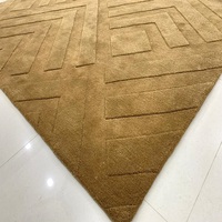 Tapis indien 3D en mélange de laine de Nouvelle-Zélande et de soie, fait main, géométrique, haute épaisseur, moderne, échantillon gratuit disponible pour la maison