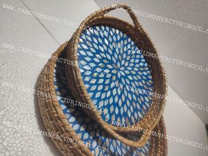 ENSEMBLE DE MÈRE DE PERLE PLATEAU EN ROTIN OFFRE SPÉCIALE POUR Décoration De Table 100% tissés à la main Naturelle - Product Image 3