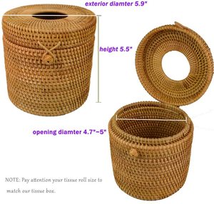 Boîte à mouchoirs unique en rotin naturel, organisateur de table, léger, durable, artisanat du Vietnam - Product Image 4