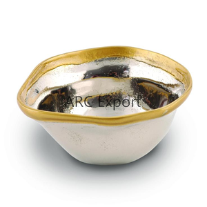 Diseño de forma Irregular de lujo blanco y borde dorado mesa de diseño moderno plato de comida decorativo al por mayor cuencos para servir frutas - Product Image 4