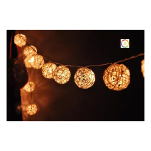 Bola de mimbre decorativa para colgar, cadena de luces, 99GD, colorida - Product Image 6