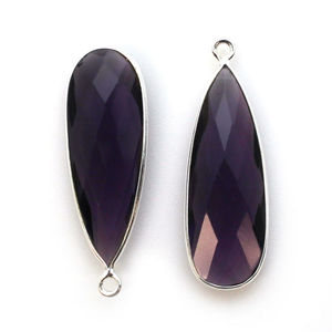 10X30mm Amethyst Teardrop Pendant 925 Sterling <b>Silver</b> Long Pear Shape Faceted Cut Gemstone Bezel Setting for Christian Party - Product Image 1