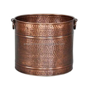 Jardinière en cuivre antique nouveau design avec poignée solide pots de jardin martelés de forme ovale et jardinière - Product Image 5