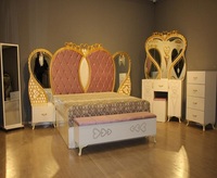 Ensemble de meubles de chambre à coucher moderne de luxe avec lit double, construction en aggloméré, option lit king size, prix de haute qualité