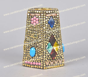 Quemador de incienso de Metal con incrustaciones de hueso, quemador de incienso árabe con incrustaciones de perla Madre, nuevo - Product Image 1