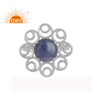 Anneau en pierre précieuse tananite naturelle, argent 925, vente en gros, bijoux à la mode, motif à fleurs, vente en gros - Product Image 1