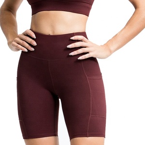 Pantalones cortos de mujer personalizados de alta calidad, pantalones cortos informales de verano, tela elástica ligera, entrenamiento físico, conjuntos de Yoga sin costuras - Product Image 1