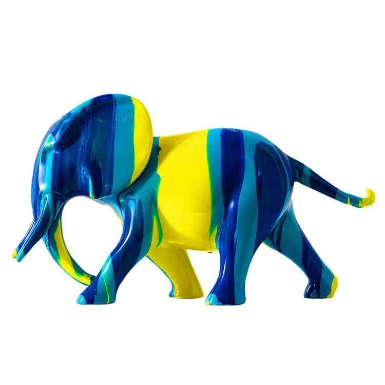 Kerajinan Mewah Cahaya Nordic Dekorasi Ruang Tamu Elefante De Decoracion Modern Dicat Kerajinan Gajah Resin Berwarna-warni