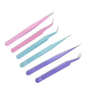 Pinzas de extensión de pestañas de acero inoxidable, color rosa, oro y rosa, herramientas para maquillaje, punta recta, logotipo personalizado - Product Image 3