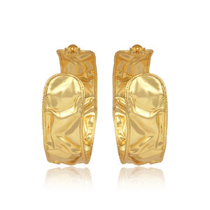 Boucles d'oreilles martelées en argent Sterling, plaqué or, fabrication de bijoux, nouvelle collection - Product Image 2