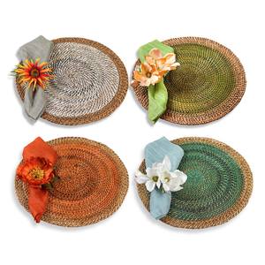<b>Placemats</b> Rattan 4Pcs Cattail Straw <b>Round</b> Woven <b>Placemats</b> for Dining Table Rattan Table Mats - Product Image 5