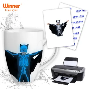 Best quality 100 Pieces DIY Custom GLOW IN THE DARK film water slide decal paper for Mugs