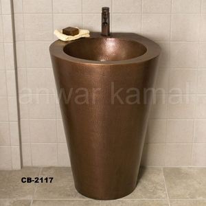 Évier de piédestal en cuivre de conception de salle de bains martelée en cuivre pur de haute qualité pour la maison et l'hôtel - Product Image 2