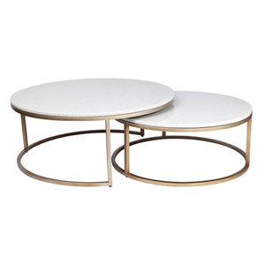 Modern Nesting Coffee <b>Tables</b> Gold Plated Iron Frame Marble White Top Living Room <b>Centre</b> <b>Table</b> Rust Proof Coated Home Furniture - Product Image 1