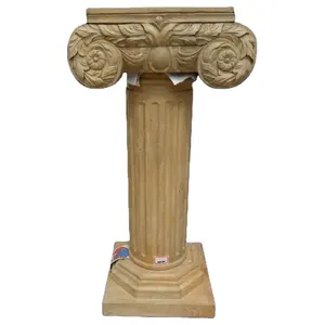 Decorative Round Yellow Stone Roman Column Pillar Design