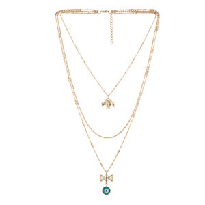 Collar de cadena 2024, collar con colgante de oro de disco de acero inoxidable con Luna multicapa para mujer, nueva tendencia, joyería femenina - Product Image 1