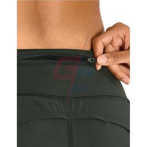 Women's High <b>Waist</b> Yoga & Sports Running Workout Shorts Quick-Dry Zip Pocket 4 Inches Summer <b>Jeans</b> Material - Product Image 3