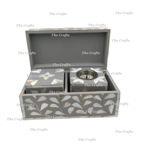 Marvelous Design Bakhoor <b>Burner</b> In Wooden And Mop Work Mabkhara Incense <b>Burner</b> With <b>Oud</b> Box And Tray For Sale - Product Image 2