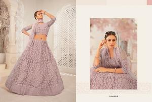 สวม Lehenga ที่ชวนให้หลงใหลของสีที่สะดุดตาของวัสดุสุทธิที่มีงานปักและ Zarkan - Product Image 5