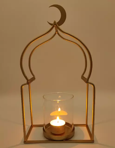 Porte-bougie du Ramadan, chandelier découpe lune, placage d'or - Product Image 2