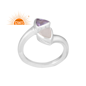 925 Fine Sterling Silver Natural Pink Amethyst & White <b>Moon</b> Stone Stackable <b>Ring</b> For Women Jewelry Manufacturer - Product Image 1