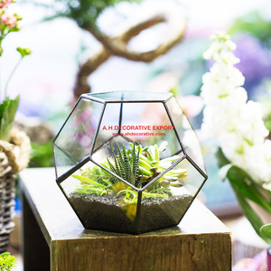 แจกันทรงเรขาคณิตกรอบโลหะสีดำ ทำจากแก้ว สำหรับตกแต่งภายในบ้าน แจกันปลูกต้นไม้ทำมือจากโลหะ มีจำหน่าย - Product Image 3