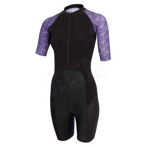 Traje triatlón de media manga para hombre, traje de triatlón blanco con cremallera completa - Product Image 4