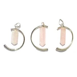 With Good Quality of Rose Quartz Wing Stone Pendant : Rose Quartz Wing Stone Pendant for Sale - Product Image 1