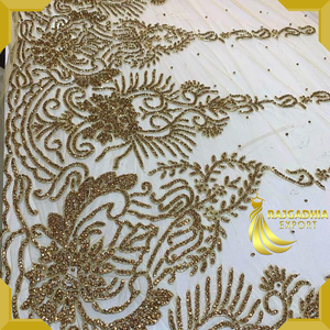 2023 tela de encaje con cuentas de Organza hecha a mano de Lujo 5 yardas pedido mínimo diseño con cuentas - Product Image 3