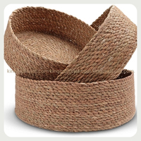 Panier de rangement multifonctionnel en jonc de mer et rotin, écologique, sur mesure, en stock, nouvelle promotion, couture en zigzag, service Vietnamien