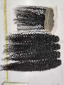 Top brut serré bouclés plus grande longueur faisceaux de trame 36 pouces faisceaux de trame bouclés profonds perruques de cheveux queues de cheval et perruques de dentelle complète - Product Image 5