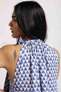 Kliou — robe longue de styliste pour femmes, 100% en pur coton, à la main, col rond, cordon de serrage, avec poches, tenue élégante, Maxi - Product Image 4