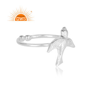 Anillo de Plata de Ley 925 con diseño de pájaro para mujer, joyería fina ajustable - Product Image 2