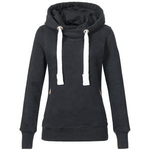 Sudaderas con capucha de manga larga para mujer Color sólido 100% algodón Logo frontal con cordones Colección de otoño e invierno - Product Image 1