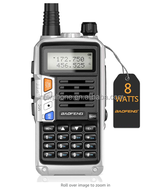 BaoFeng UV-S9 Plus 8-Watt 2200mAh Larger Battery with USB Charger Cable Rechargeable long rang VHF UHF radio