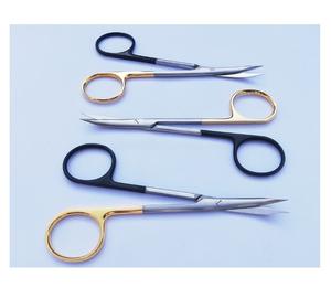 Wholesale TC Super Cut Iris Manual Scissor German Stainless Steel Curved Blades Gold Black Plated Handle 11.5cm for Nasal - Product Image 4