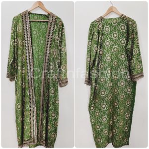 Indian Vintage Handwork Sari <b>Kimono</b> - Beaded Handwork Kaftan <b>Kimono</b>-Mykonos Beaded <b>Kimono</b> Robe-beach Wear - Product Image 4