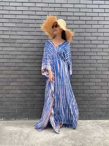 2023 nueva llegada India hecho a mano Tie Dye Kaftan para mujeres Long Beach Wear manga acampanada tejido hasta el suelo vestido regalo para ella - Product Image 2