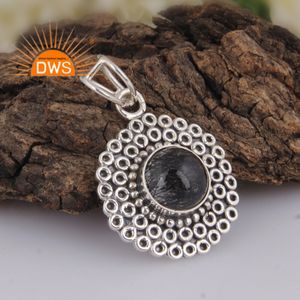 ที่ขายดีที่สุดออกซิไดซ์เงินสเตอร์ลิงธรรมชาติสีดำ Rutile พลอยจี้สำหรับผู้หญิงเครื่องประดับผู้ผลิต - Product Image 2
