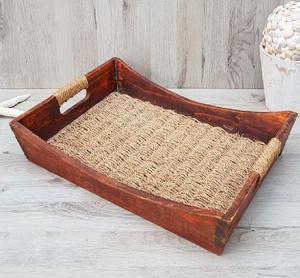 Plateau de service rond en rotin de haute qualité avec un design marron tissé Parfait pour les cadeaux du Ramadan et le service de nourriture - Product Image 4
