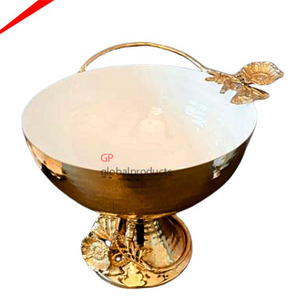 Bol de service en métal en forme de feuille, best-seller, avec support élégant pour la décoration de la table et le service de salades à la maison - Product Image 3